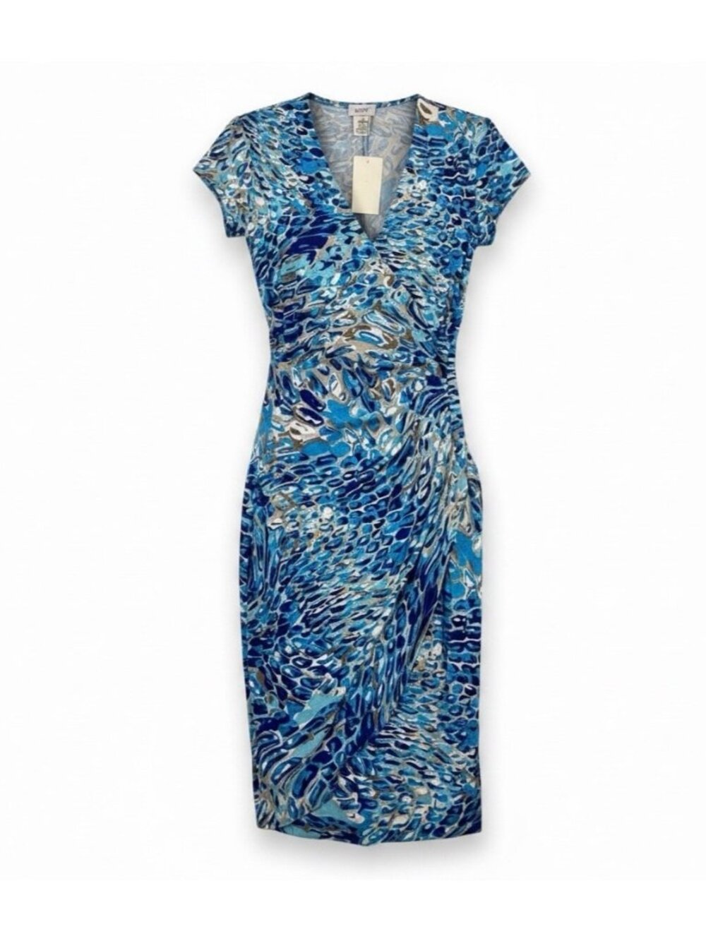 Cache Womens Blue Abstract Wrap Dress Sz XS